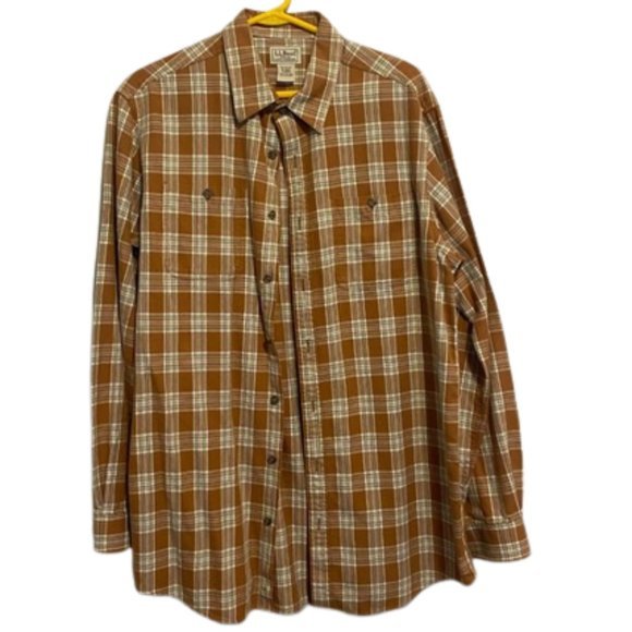 L.L. Bean Other - Men's LL Bean‎ Orange/White Cotton Button Up Shirt - Medium Tall